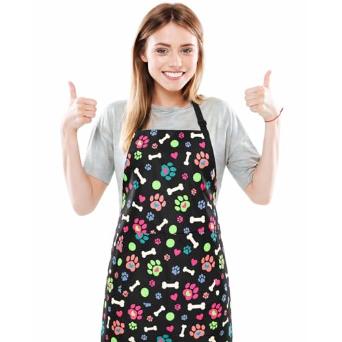 XLSXEXCL Dog Grooming Waterproof Apron with 2 Pockets, Cute Puppy Pet Apron