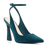 Reoplty Womens Closed Toe Ankle Strap Heels Pointed Toe Pumps Shoes Slingback High Heel Wedding Dress Shoes