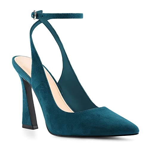 Womens Closed Toe Ankle Strap Heels Pointed Toe Pumps Shoes Slingback High Heel Wedding Dress Shoes