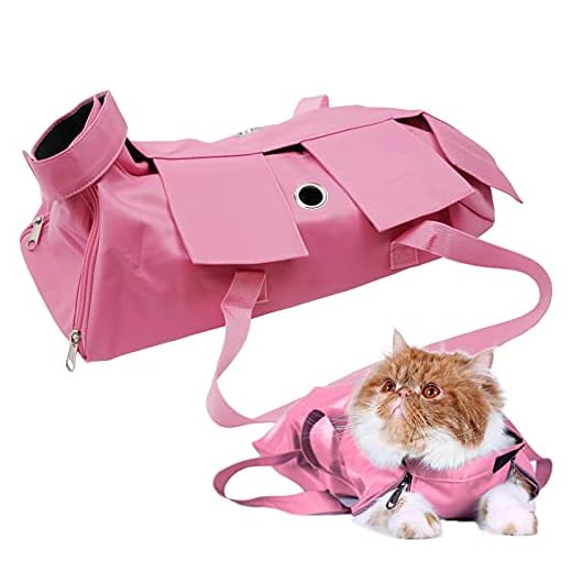Kukaster Pet Cat’s Restraint Bag for Claw Care Nail Trimming Anti-Scratching Grooming Bag for Cats Medical Examination(Pink-m)