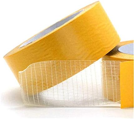 Super Sticky - Self-Adhesive Tape, Fiberglass Cloth Mesh Double SidedTape For Fabric, Leather, Auto Industry, Sealing, Alloy Bonding (42mm*25m, 2Pcs)