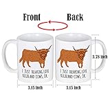 LOZACHE Highland Cow Coffee Mug, 11oz Highland Cattle Ceramic Mug Tea Milk Cup, Funny Gag Gift Ideas White Elephant for Adults Men Women Friends Cow Lovers