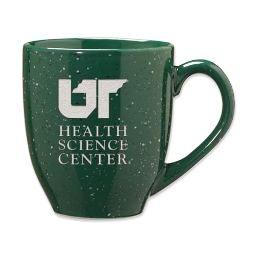 Rico Industries NCAA Tennessee Health Science Center Primary Logo Green 16 oz Team Color Laser Engraved Speckled Ceramic Coffee Mug