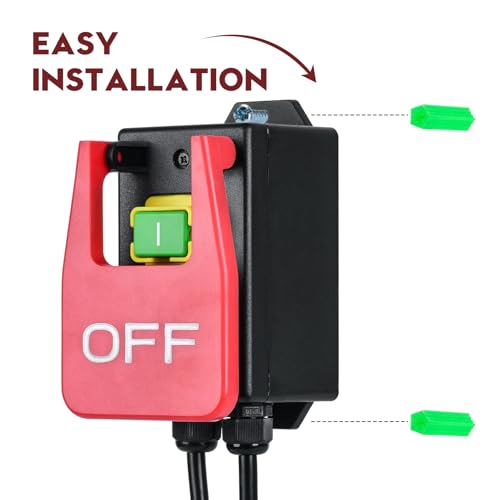 110V Single Phase On/Off Switch, Ortis Router Table Switch with Large Stop Sign Paddle Easy Contact for Quick Power Off for Table Saws and Other Electrical Equipment