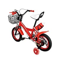 Biknltio 12\" Children Bike with Stabilisers Wheels Removable Kids Bike with Basket for Girls Boys Unisex (Red)