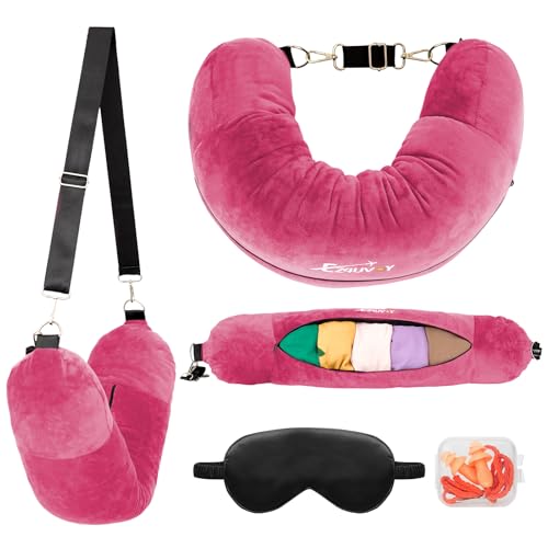 EZ4UVOY Travel Neck Pillow Stuffable with Clothes, Stuffable Travel Pillow