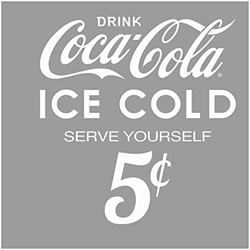 Retro Planet.com - Drink Coca Cola Ice Cold 5 Cents, Cut Out Vinyl Sticker, Peel and Stick Decal, Vintage Classic American Wall Art, 16 x 16 in