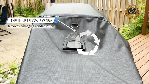 Montana Premium Gas Grill Cover. Innerflow Ventilation Technology, Heavy Duty, UV, Cold Crack Resistant Waterproof. 5 Years Warranty. 56-Inch, Black (56 Inch)…