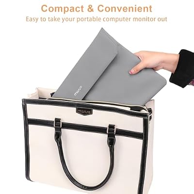 MOSISO Portable Monitor Case Sleeve 16.1 inch, Carrying Case for Most 15.6-16.1 inch Portable Travel Display Monitor Laptop, PU Leather Laptop Display Bag with Front Pocket, Gray