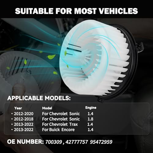 Image of 700309 AC Heater Blower Motor Fan Fit for Chevy Sonic 2012-2020, for Trax 2013-2022, for Buick Encore 2013-2022 42777757 95472959