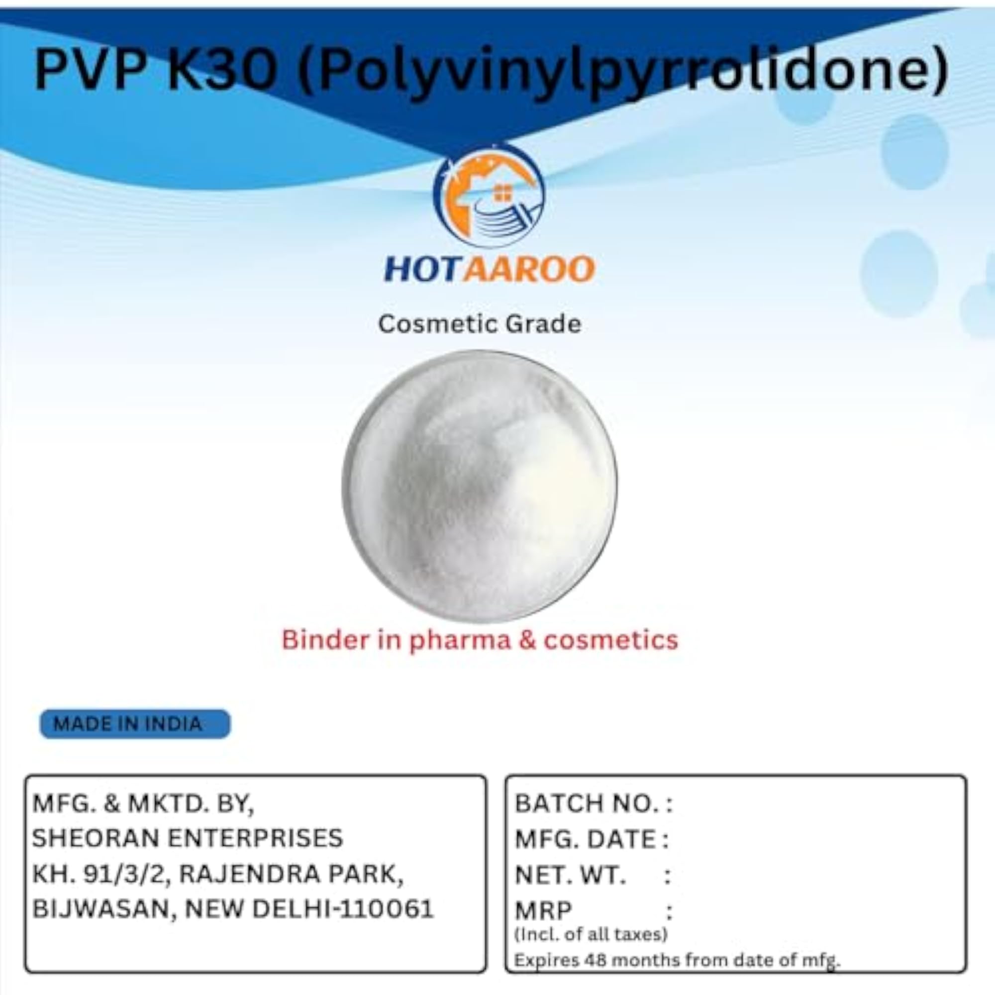 PVP K30 Cosmetic/Personal Care for DIY Products
