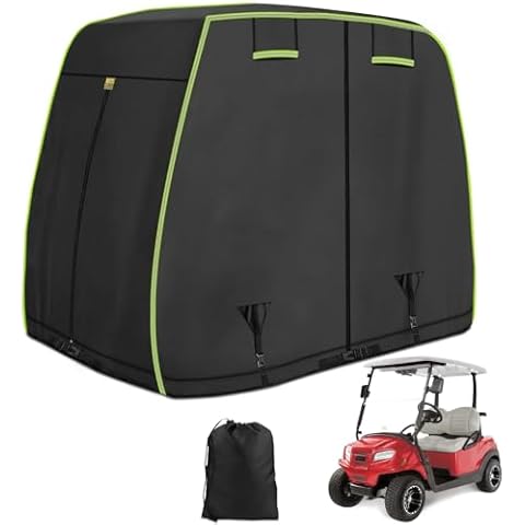 Golf Cart Covers 4 Passenger Fits for EZGO, Club Car, Yamaha Golf Cart, 420D Oxford Waterproof Golf Cart Covers with Reflective Strips, For Outdoor Windproof, Dustproof Golf Cart Cover 2/4 Passenger Cover