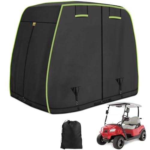 Golf Cart Covers 4 Passenger Fits for EZGO, Club Car, Yamaha Golf Cart, 420D Oxford Waterproof Golf Cart Covers with Reflective Strips, For Outdoor Windproof, Dustproof Golf Cart Cover 2/4 Passenger