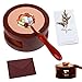 Kit Fusion Four Cire, Cuillère Cire à Cacheter et Four de Fusion Cire, Four Cire à Cacheter en Bois Massif, pour L'artisanat D'art, avec Enveloppe, Carte de Voeux Fleurs Séchées (Or Rose)