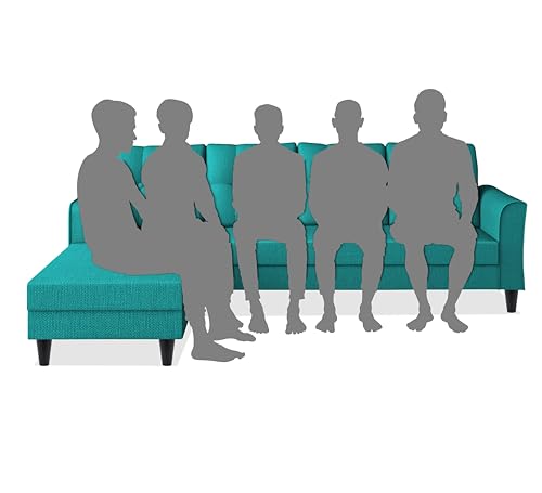 Image of Adorn India Maddox Tufted L Shape 6 Seater Sofa Set LHS (Aqua Blue) (3 Year Warranty)