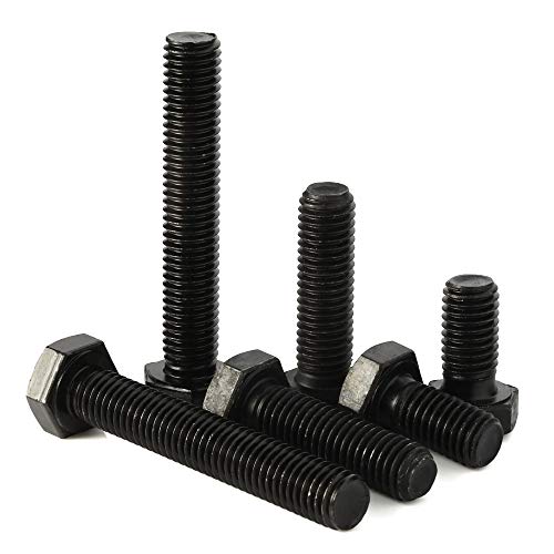 Image of Mellewell M8 x 70mm Hex Head Screw Bolts, Fully Threaded, Alloy Steel Grade 12.9, Black Oxide Finish, Quantity 10