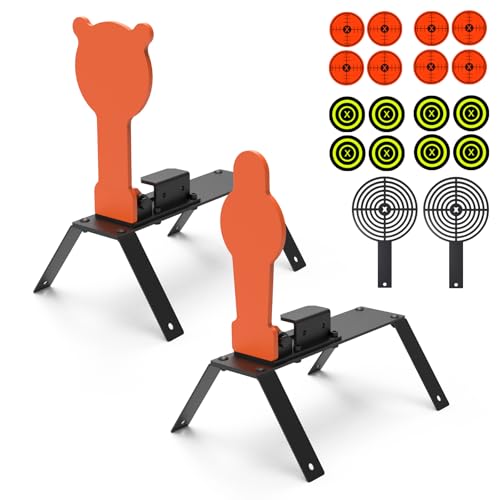 KNINE OUTDOORS 3/8'' AR500 Auto Reset Target, Steel Target for Shooting Range, Suitable for Pistol, Rifle, Handgun, Shotgun, Rimfire Gong and Silhouet