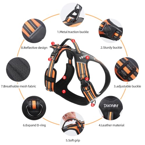 Hundegeschirr für große Hunde mit Griff, Luhuanx Kein Zug Einstellbare reflektierende Militär Hundeweste Geschirr für Labrador Retriever, Husky, Deutscher Schäferhund (Black, Large)