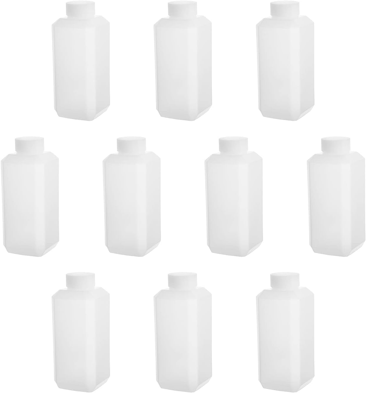 Heyiarbeit 10Pcs Wide Mouth Plastic Bottles 100ml/3oz Plastic Empty Lab Home Liquid Sample Storage Container Reagent Polyethylene Bottle with Cap
