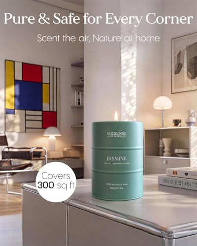 Image of M&SENSE Jasmine Scented Candles Large, Natural Soy Candles 21.2oz 120 Hour Slow Burning,Aromatherapy Candle for Stress Relief Meditation Relaxing