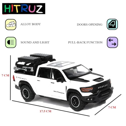 HITRUZ RAM Mammoth 1:32 Scale White Alloy Metal Pick-Up Toy Truck - Image 4
