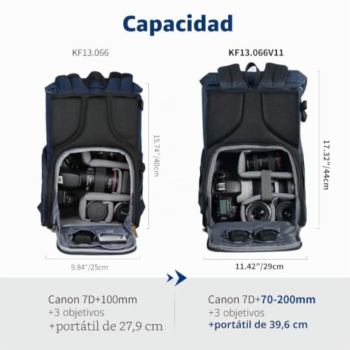 Mochila para cámara reflex con compartimento para portátil y diseño impermeable multifuncional 3
