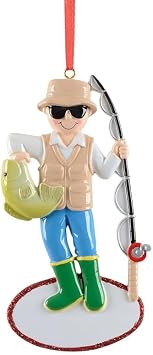 Personalized Fisherman Ornament 2024 - Christmas Fishing Decor for Dad, Men, Fishing Lovers - Polyresin Gift