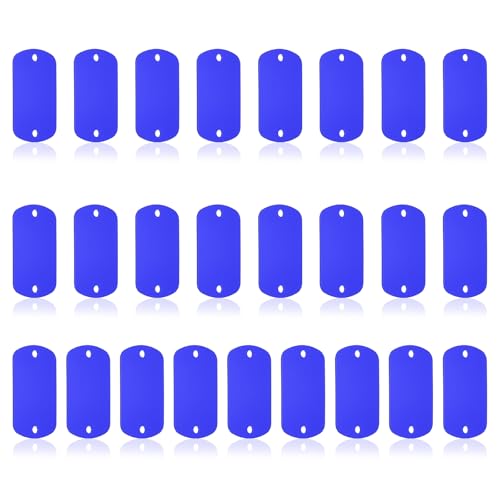 Patikil 25 Piezas De Placas De Aluminio En Blanco Para Estampado De Metales, Placas Rectangulares De 5x3 Cm Para Grabado De Metales Con 2 Agujeros De Artesanía De Estampado Laser, Azul