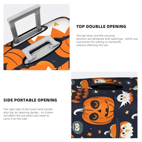 Housse de valise motif Halloween blanche lavable en polyester extensible de taille M