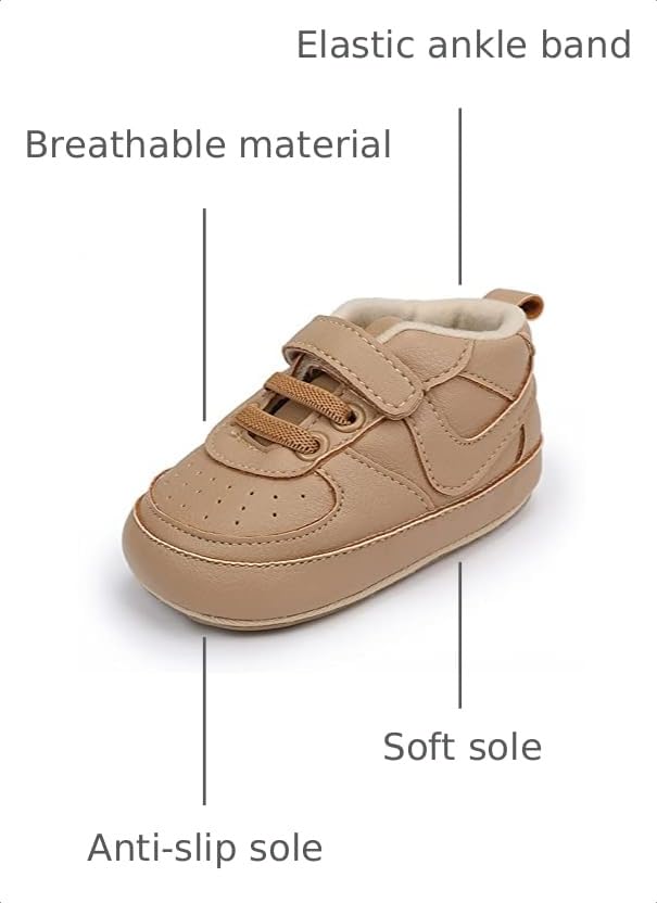 Image of Clowora Unsex Baby Shoes Boys Girls Infant Sneakers Non-Slip Soft Rubber Sole Toddler Crib First Walker Lightweight Shoes
