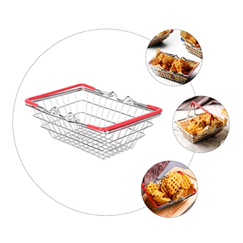 BESTonZON Mini Cesto De Compras Mini Cesto De Compras De Brinquedo Mini Cesto De Metal Com Alças Ces