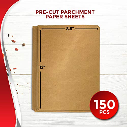 Kitchenatics Heavy Duty Unbleached Parchment Paper Sheets, Pre-Cut Parchment Paper For Baking, Nonstick Quarter Sheet Parchment Paper For Kitchen, Airfryer, Steamer, Cakes, Cookies 150 Pcs 8.5X12 In #TOP5