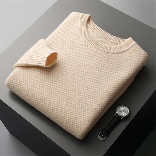 Men's Thickened Merino Wool Pullover Round Neck Long Sleeve Knitted Warm Sweater Loose Top2