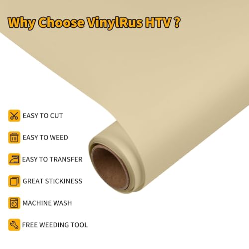 Image of VinylRus HTV Heat Transfer Vinyl Roll, Tan, 12 inch x 6FT