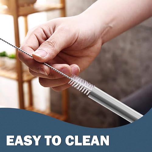 Stainless Steel Straws for Stanley 40oz - 6PCS metal replacement Long Straws with Cleaning Brush for Stanley Cup 40oz Quencher Tumbler, Reusable Drinking Accessories