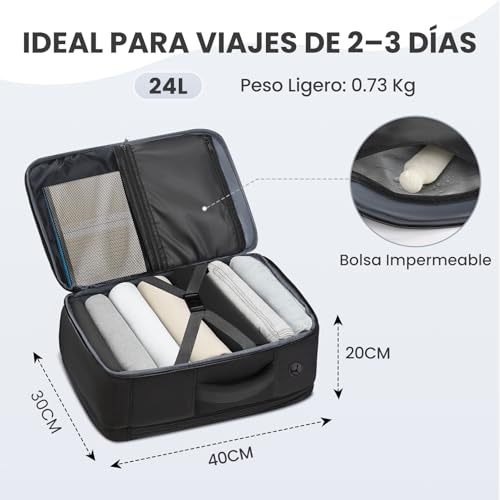 Miniatura 5 de Matein Mochila Viaje Cabina Avion 40x30x20 Set De 2 Piezas, Mochila Viaje Antirrobo Para Portátil 15.6 Con Compartimento Plegable Para Zapatos Travel Backpack Compatible Con Ryanair Y Vueling, Negro