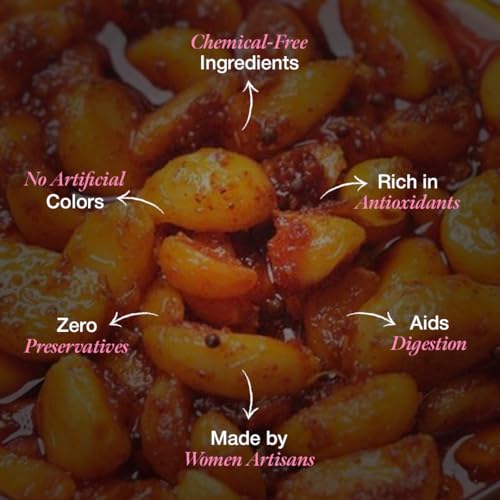 Image of Daichi - Garlic Pickle | Crafted with love by women artisans | Sun cured | Cold-pressed mustard oil | In-house spices | No Preservatives 500gm (Pack of 1)