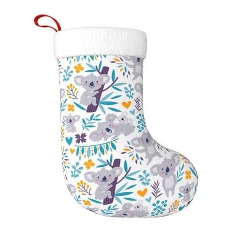 FFCrying Cute Koala Bears Christmas Stocking Large Xmas Stockings Ornaments Fireplace Hanging Stockings for Family Holiday Party Decorations Cover