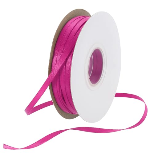 Rebower 1/8 Inch 50 Yard Satin Ribbon Thick Double Face Grosgrain Silk Ribbon, [for Gift Wrapping, Hair Bows, Wedding, Cake, Flower] - Rose Red
