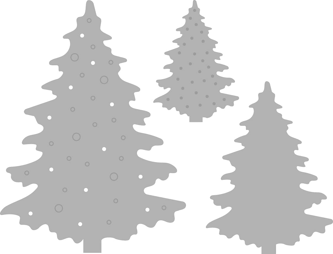 Rayher Set of 3 Metal Cutting Dies with Fir Tree Design , Paper Craft Die for Card Making and Scrapbooking, 2.4-5.3cmx3.5-7.2cm, silver, steel, 50246000