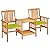 vidaXL Farmhouse Style Patio Bistro Set with Tea Table - Comfortable Outdoor Furniture with Cushions, Rustic Solid Acacia Wood Construction, Easy Assembly