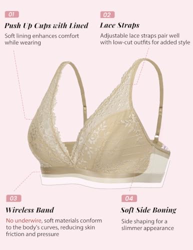 Image of Avidlove Lace Bralette for Women Sexy Deep V Neck Wireless Bralette Plunge Unpadded Bras Everyday Bra