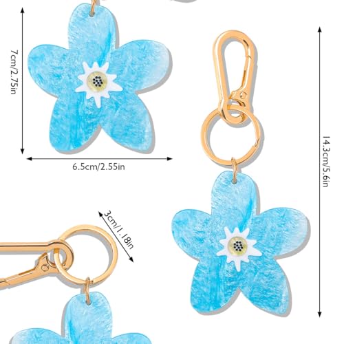 Tropical Hibiscus Flower Bird Butterfly Keychain Bag Charm Keychain Gold-Tone Clasp, 5.3 Inches