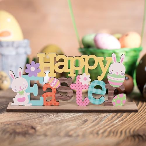 Miniatura 3 de Cartel De Mesa De Pascua - Cartel De Madera De Buena Pascua, Decoración De Mesa De Feliz Pascua Decoración De Madera Con Conejito De Flores De Pascua, Decoración De Madera