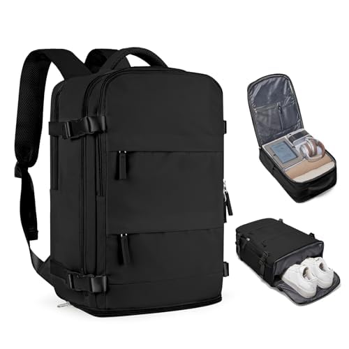 Mochila Viagem, Mochila Feminina Avião,40L Impermeável & Expansível,com Porta USB, Mochila Notebook Masculina Grande para Trabalho Casual Esportes Hiking Escolar Presente