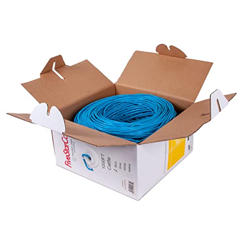 Fivestarcable Cat5E Cmp 1000Ft Plenum Cable Utp 24 Awg Solid Fire Shielded Cmp- Rated Twisted Pair 350Mhz Lan Network Wire, Bulk Ethernet Cable, Blue With Eia/Tia Standards By Etl And Csa-Listed #TOP6