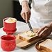 ISTOOLL Butter Crock with Improved Lid Porcelain French Butter Dish Keeper, Butter Dish Keeper for Spreadable Butter, Red