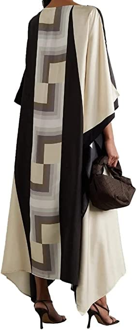 Lounge Wear Printed Softy Silk Kaftan for Women Modest Wear,Caftan for Women, Kaftan Lounge Wear,Minimalist Kaftan Wedding Dress,Caftan 5612 White4