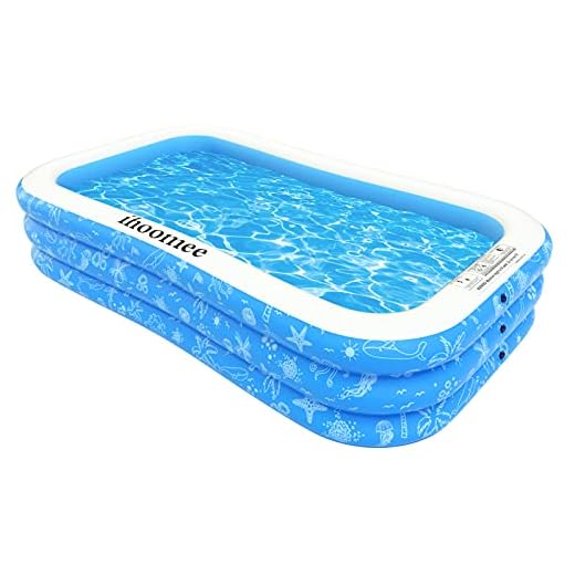 Ihoomee Inflatable Swimming Pool, 118" x 77" x 22", Family Full-Sized, Blow up Kiddie Pool for Kids, Adults, Babies, Toddlers, Outdoor, Garden, Backyard, Summer Water Party, for Ages 3+