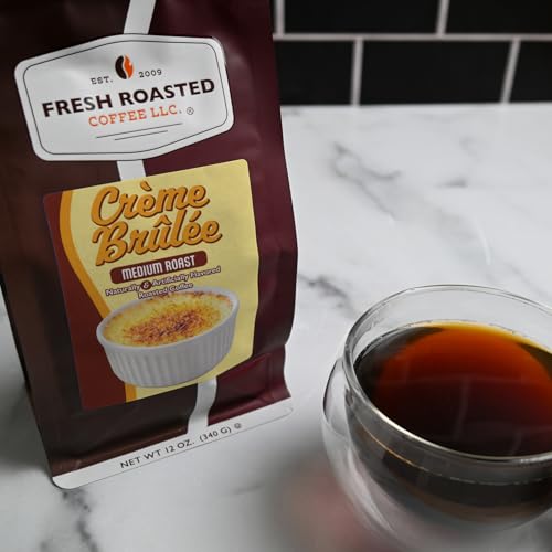 Image of Fresh Roasted Coffee, Creme Brulee Flavored Whole Bean Coffee, Medium Roast, Kosher, 12 oz